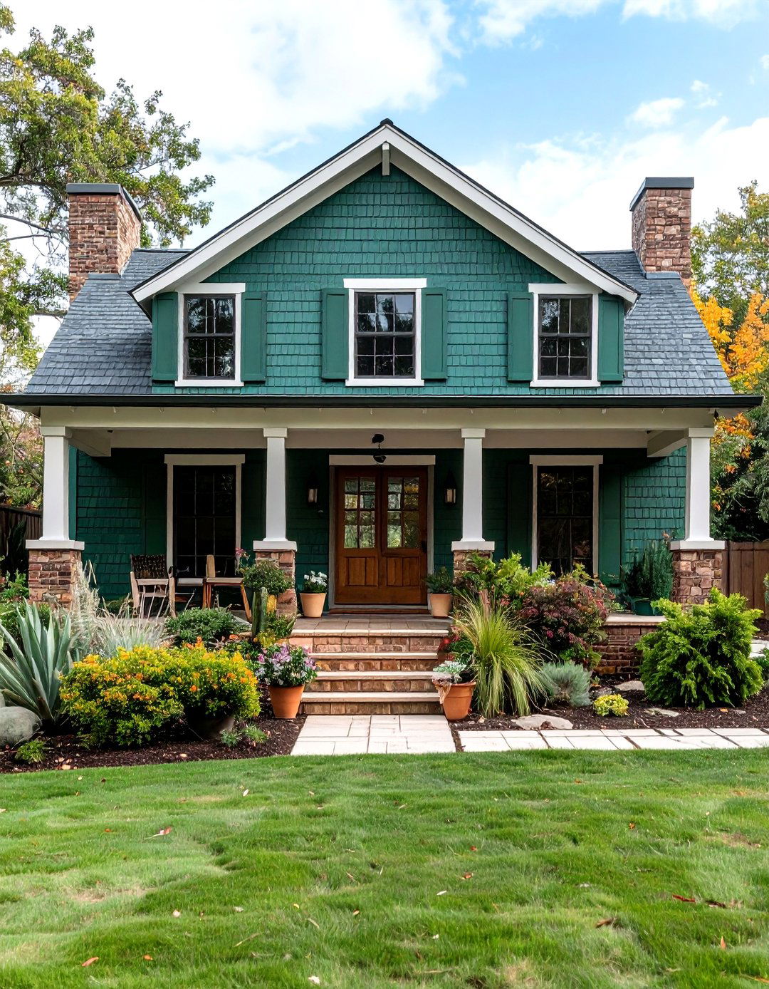 Eucalyptus Green Brick Ranch Renovation - 24 Green Brick Exterior Home Ideas