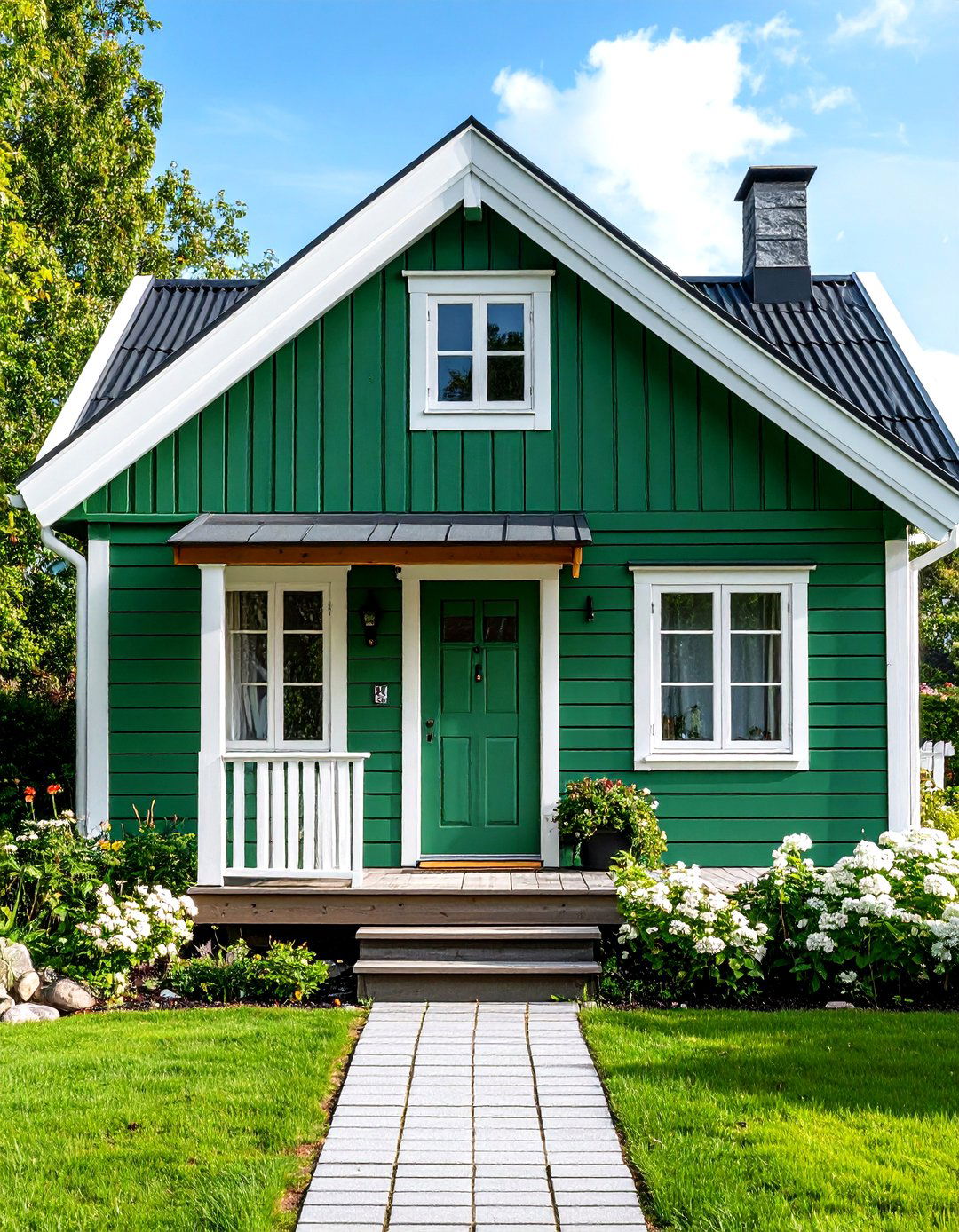 Eucalyptus Green Scandinavian Style - 24 Green Exterior House Paint Ideas