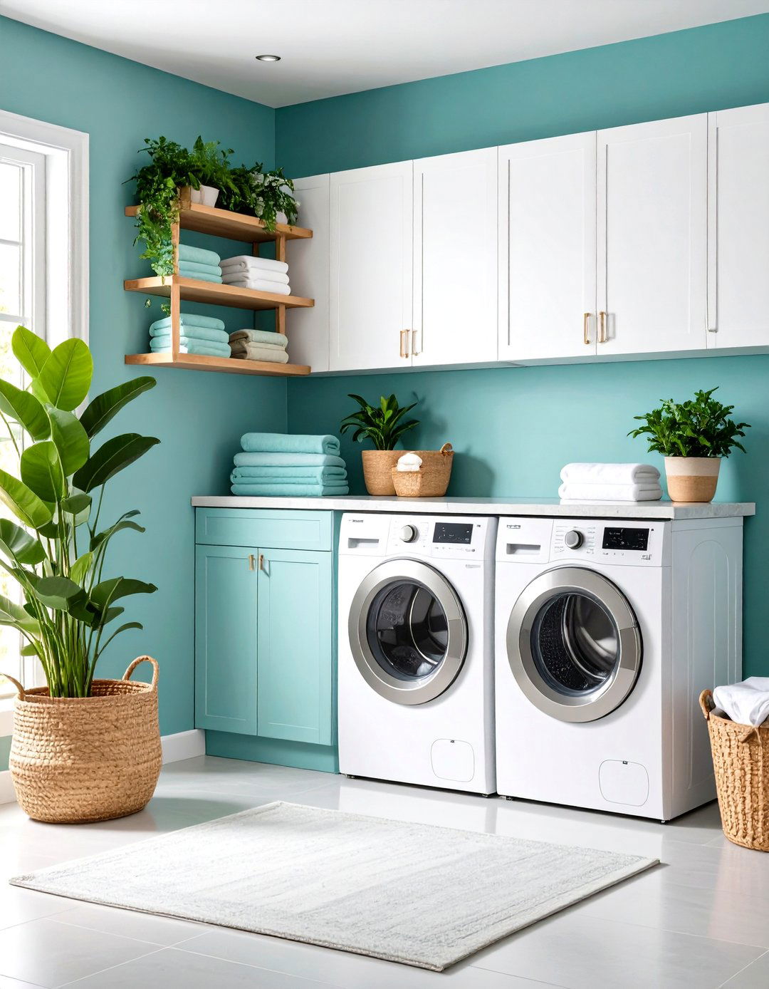 Eucalyptus Green Spa Inspired Retreat - 24 Green Laundry Room Ideas