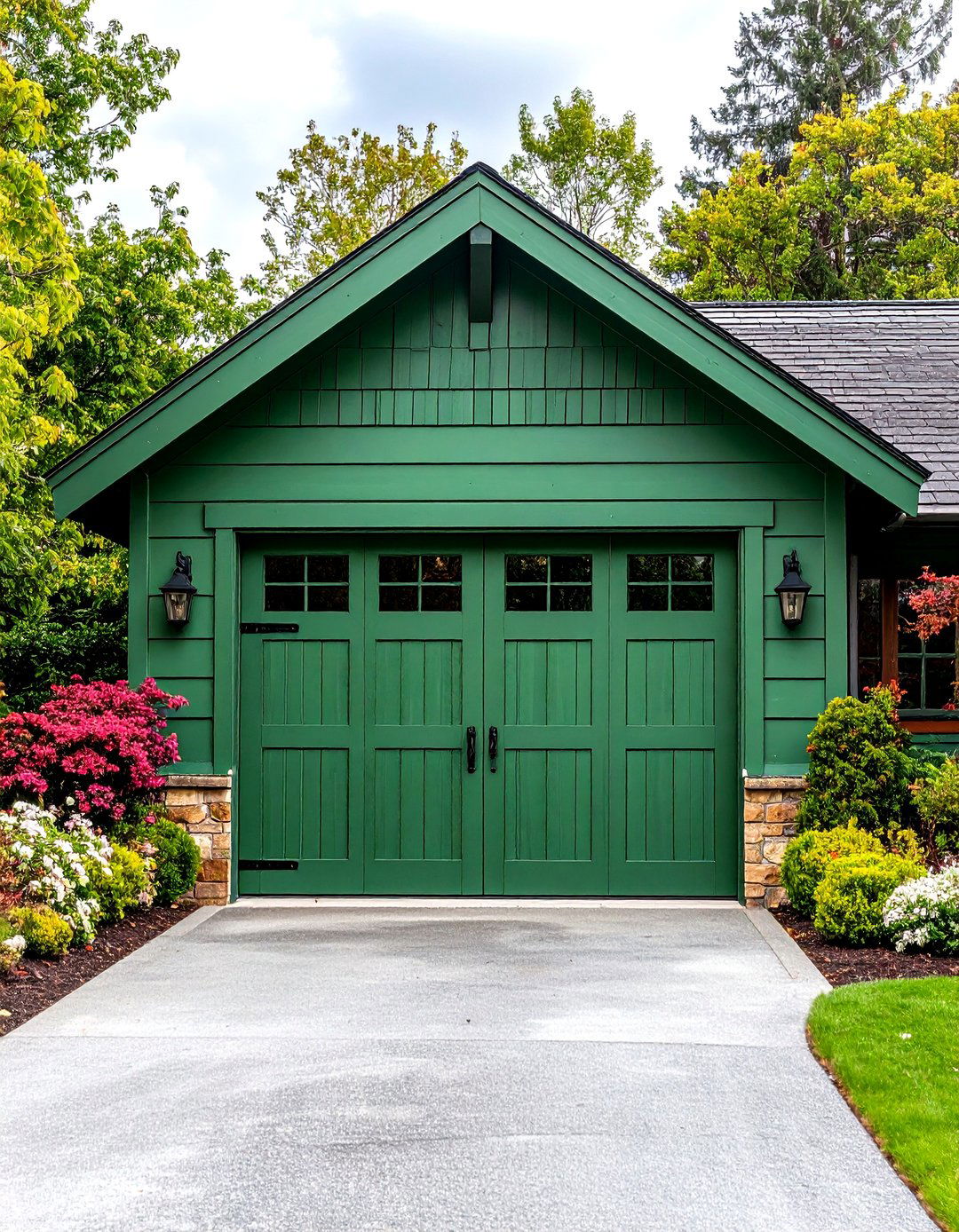 Eucalyptus Green Wooden Door with Rustic Hardware - 24 Green Garage Door Ideas