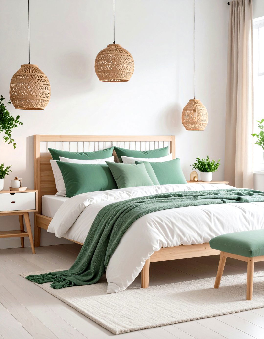 Eucalyptus Green and White Scandinavian Style - 24 Green and White Bedroom Ideas