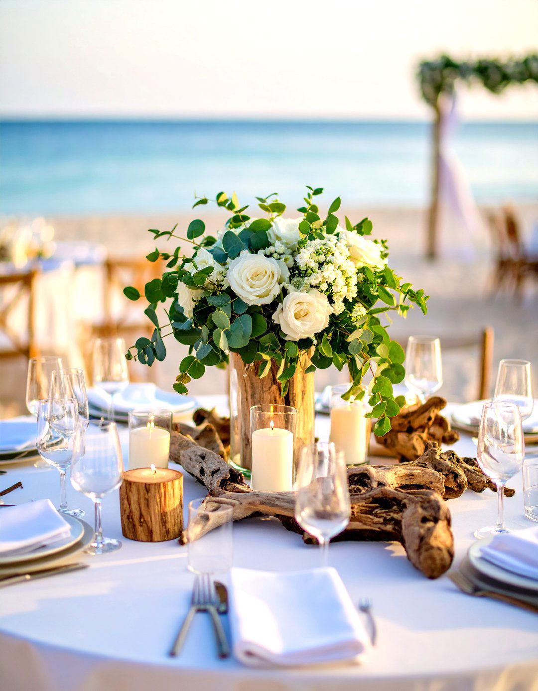 Eucalyptus and Driftwood Centerpieces - 24 Eucalyptus Wedding Centerpieces