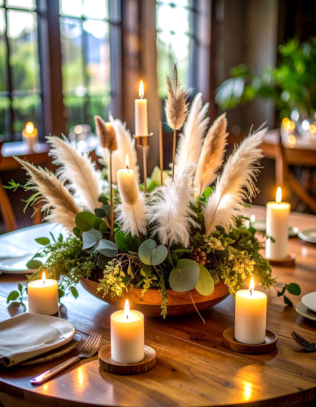 Eucalyptus and Feather Centerpieces - 24 Eucalyptus Wedding Centerpieces