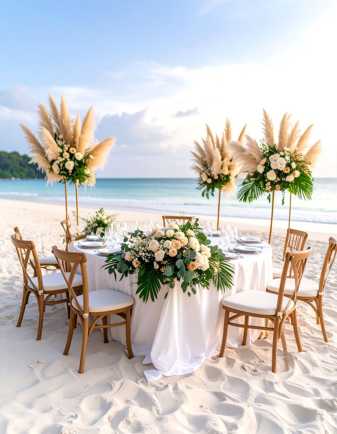 Eucalyptus and Pampas Grass Centerpieces - 24 Eucalyptus Wedding Centerpieces