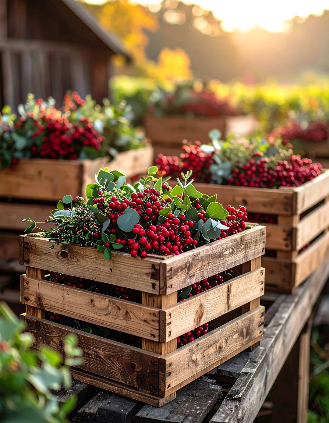Eucalyptus and Seasonal Berry Centerpieces - 24 Eucalyptus Wedding Centerpieces
