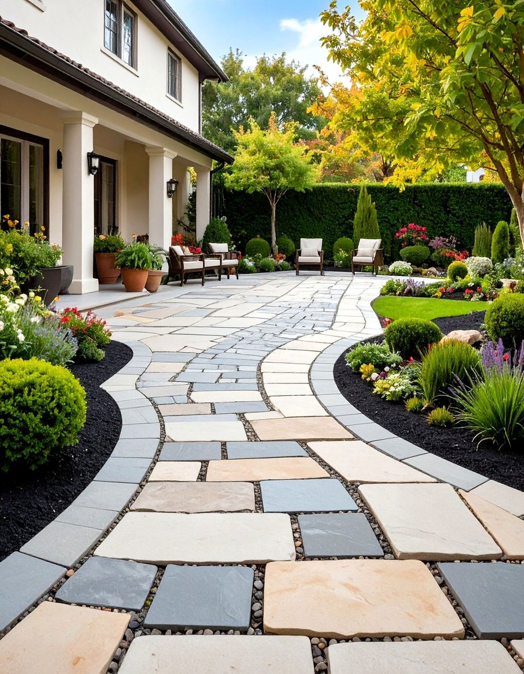 European Flagstone Coursed Pattern - 24 Flagstone Patio Ideas