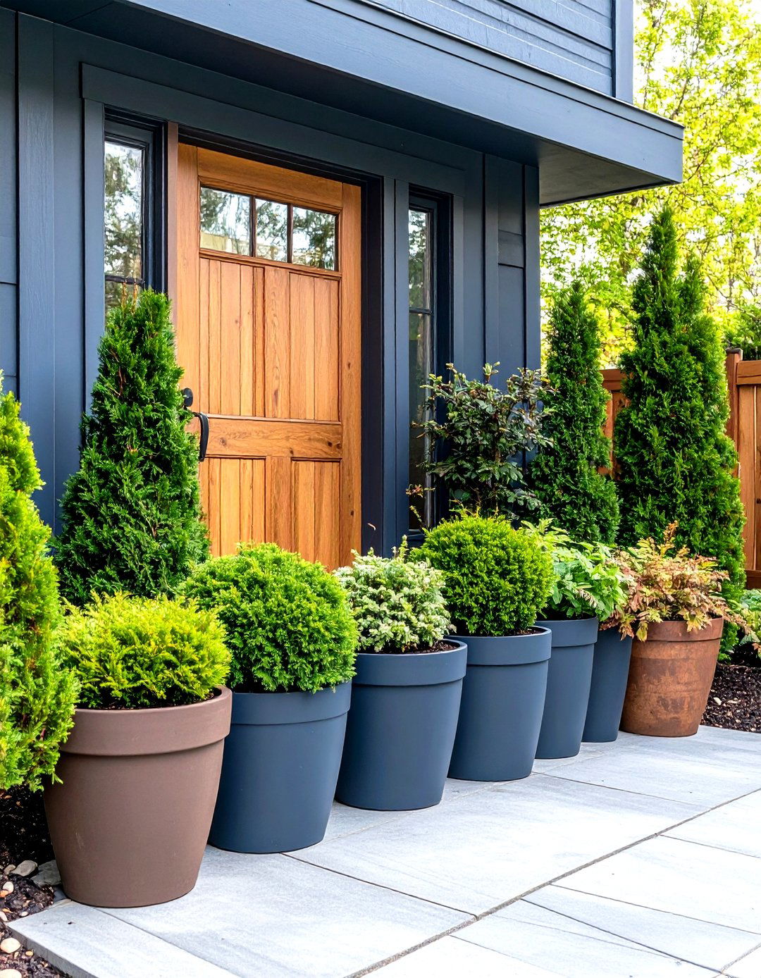 Evergreen Container Garden Display - 24 Front Yard Evergreen Landscaping Ideas