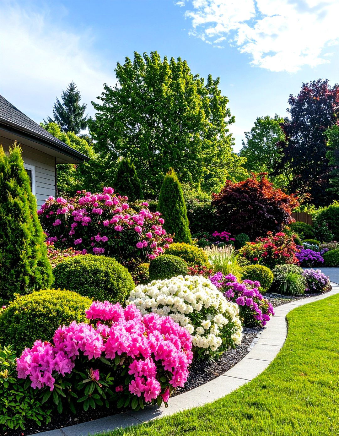 Evergreen Shrub Placement - 24 Driveway Landscape Ideas