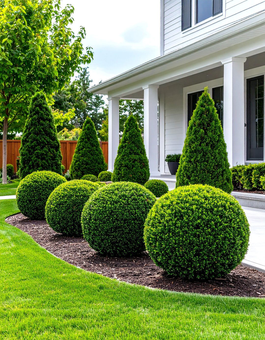 Evergreen Topiary Garden Feature - 24 Front Yard Evergreen Landscaping Ideas