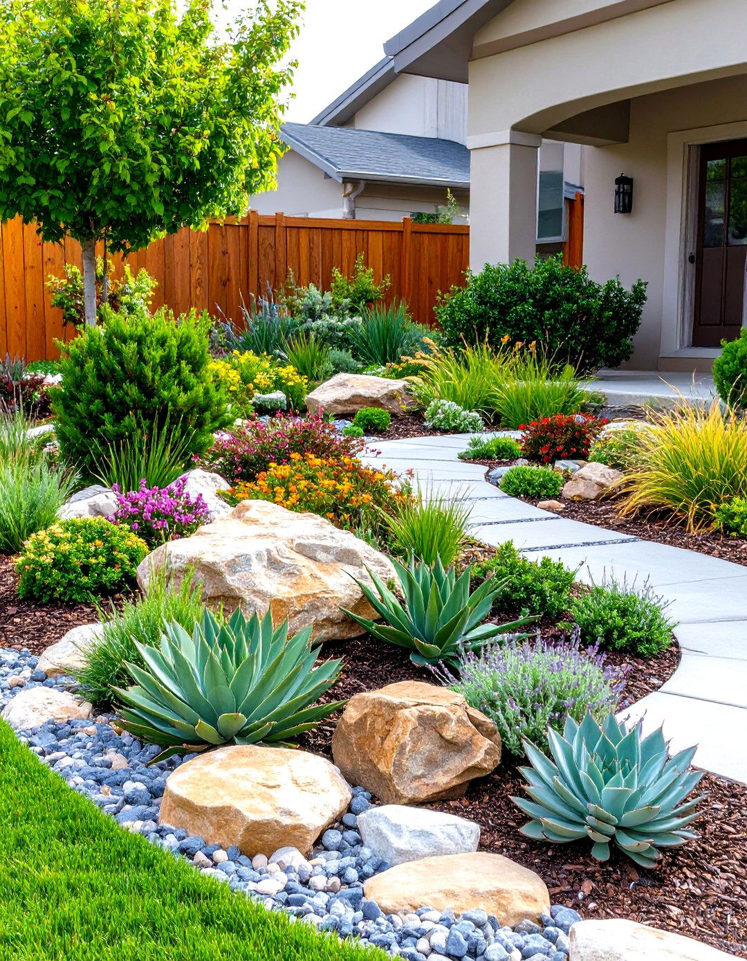 Evergreen Xeriscape Design - 24 Front Yard Evergreen Landscaping Ideas