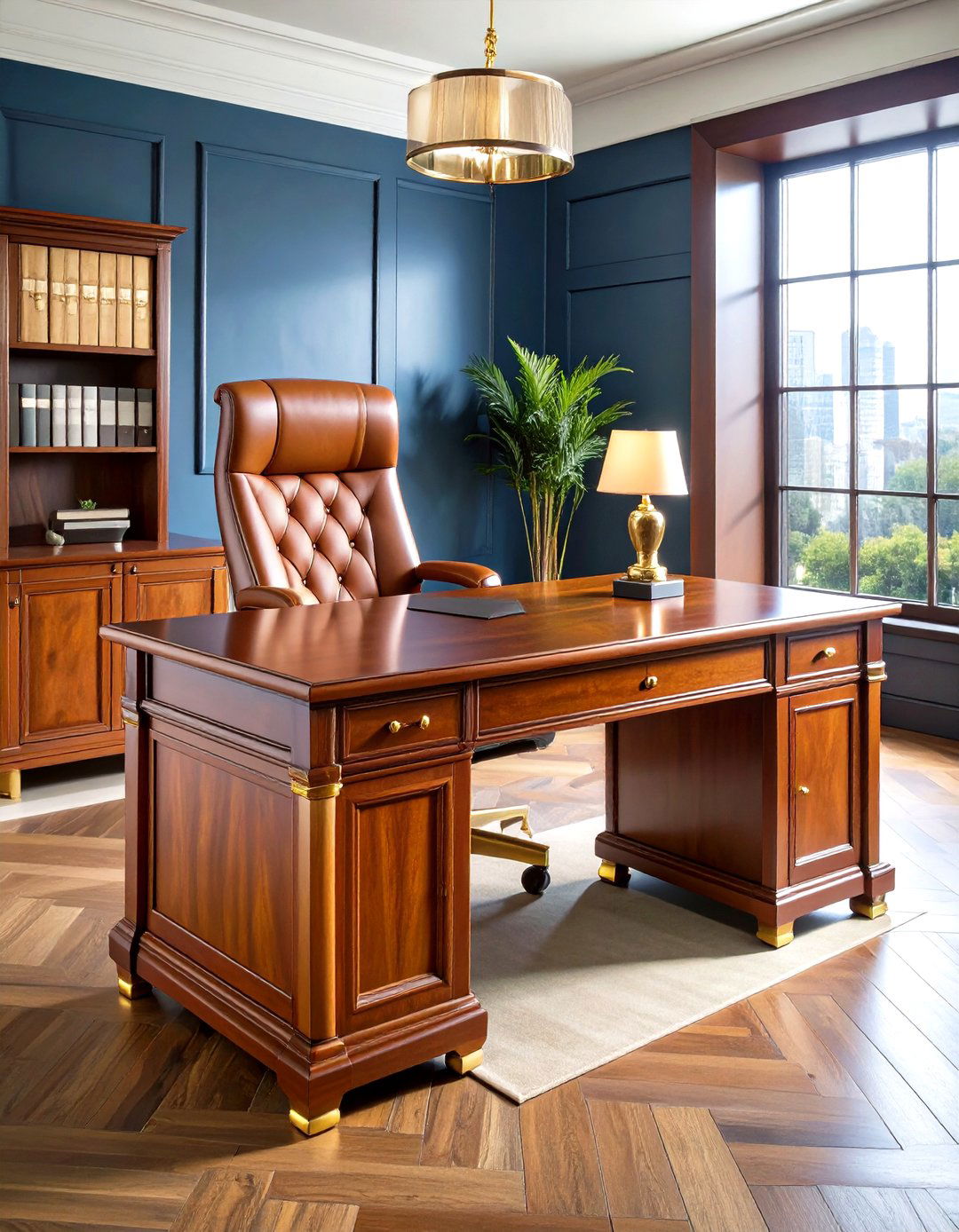 Executive Desk with Leather Inlay Top - 24 Desk Ideas