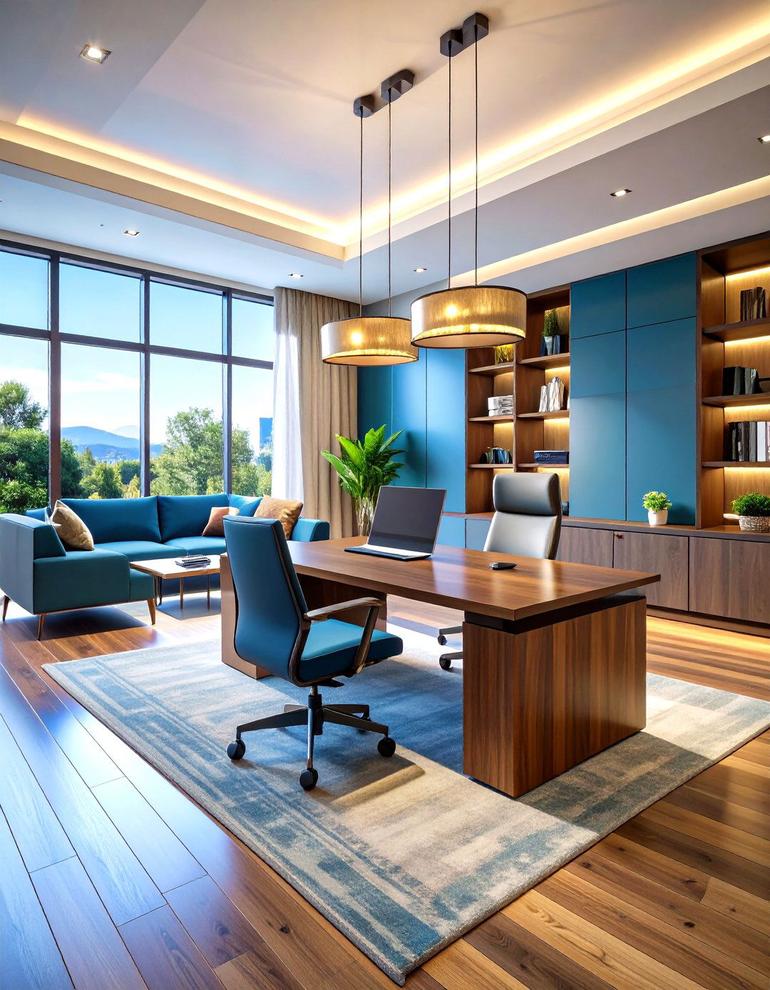 Executive Home Office Hybrid Living Room - 24 Men's Living Room Ideas