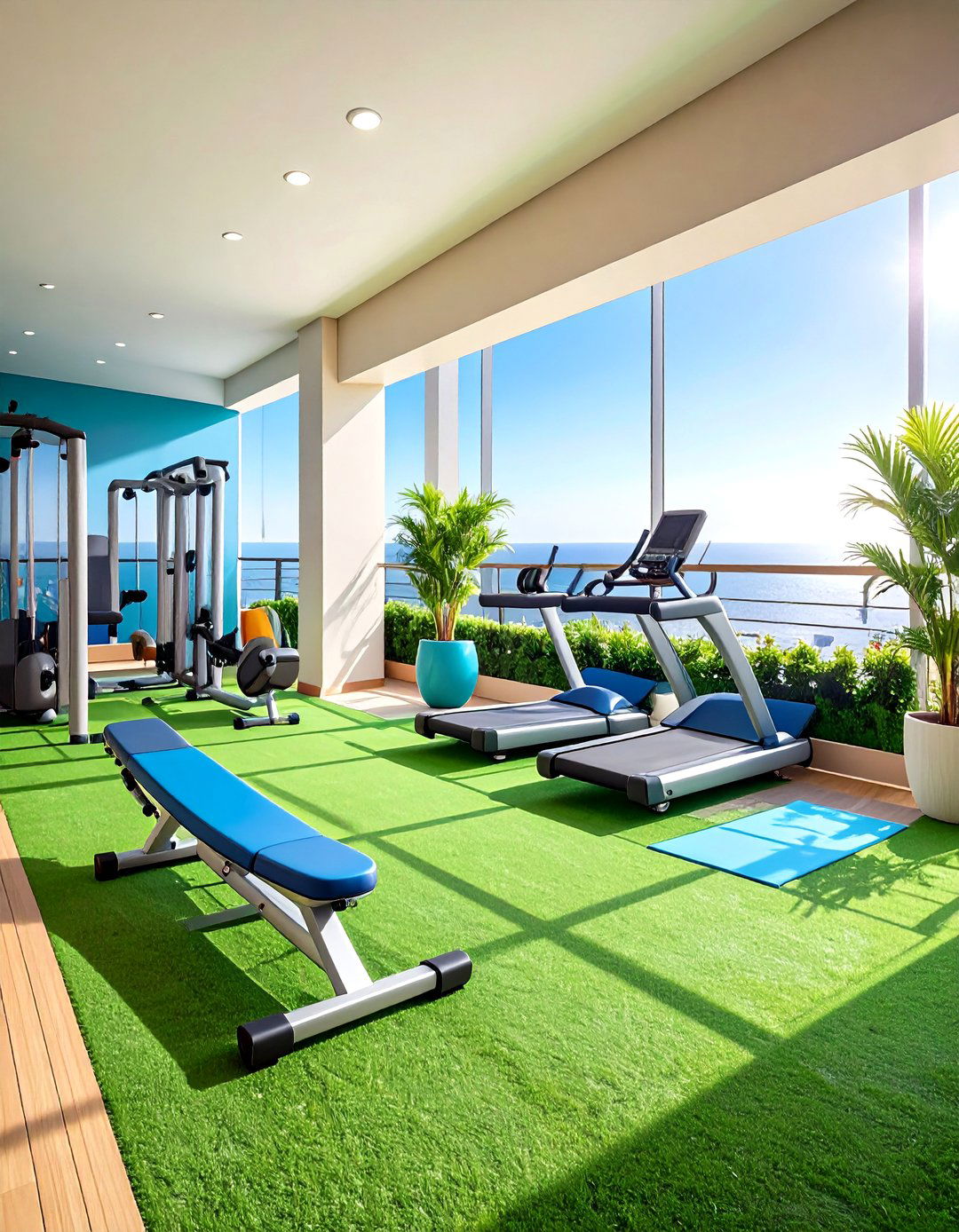 Exercise Equipment Balcony Gym - 24 Artificial Grass Balcony Design