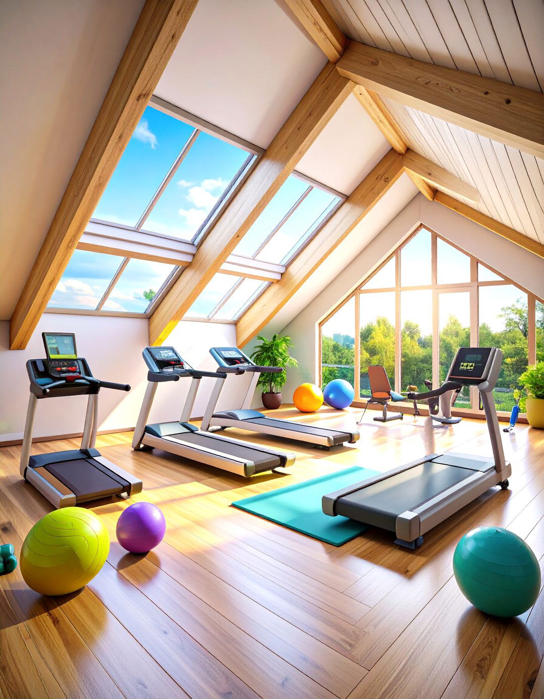 Exercise and Fitness Area - 24 Low Ceiling Small Attic Room Ideas