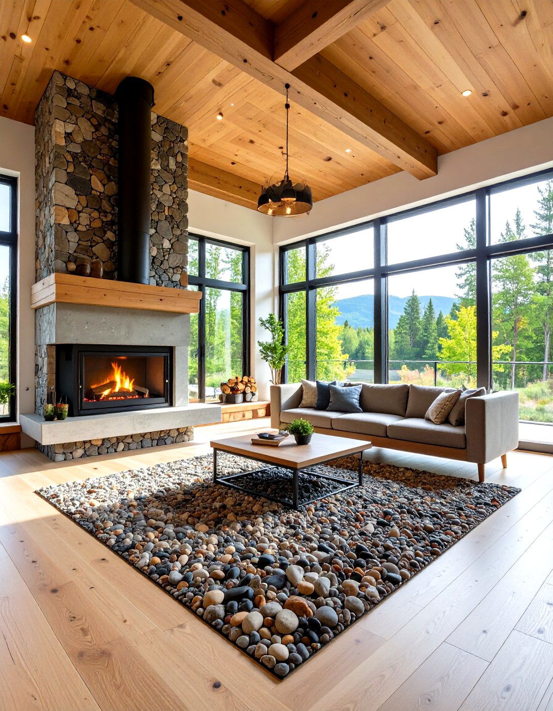 Exposed Aggregate Concrete Texture - 24 Wood Stove Surround Ideas