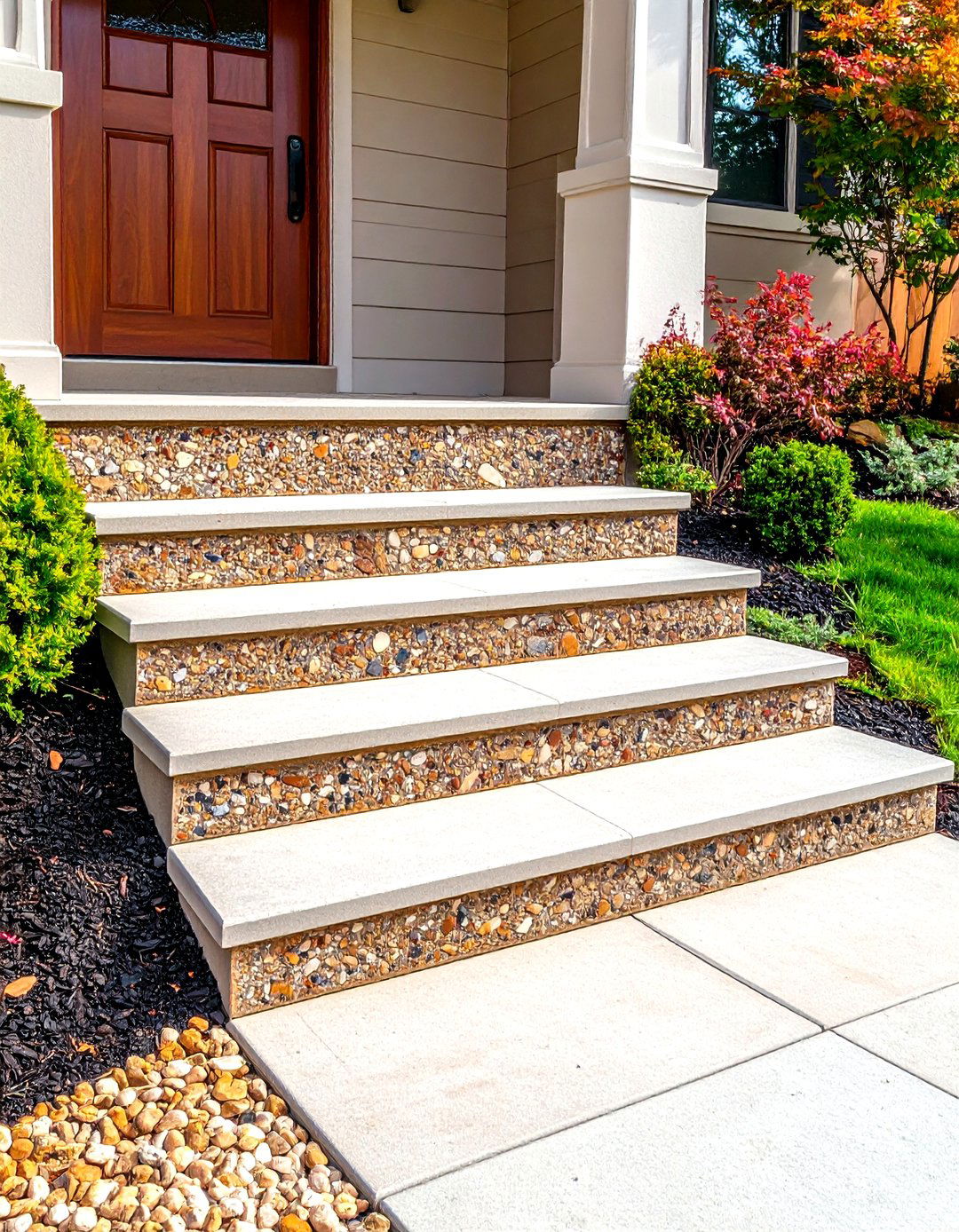 Exposed Aggregate Steps - 24 Front Step Ideas
