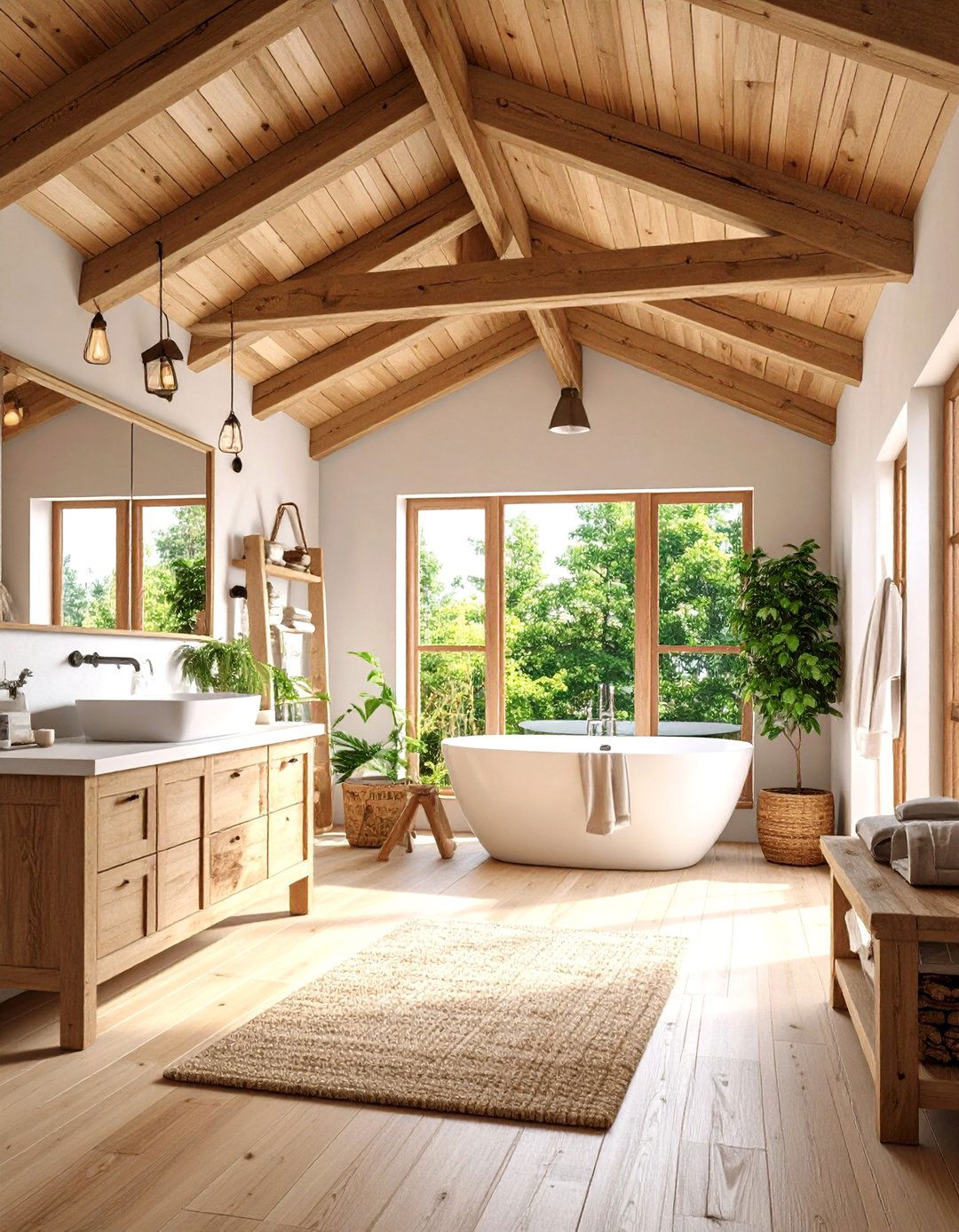 Exposed Beam Architectural Detail - 24 Bathroom Ceiling Ideas
