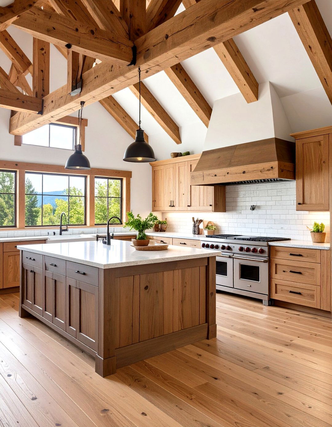 Exposed Beam Cabin Kitchen - 24 Mountain House Kitchen Ideas