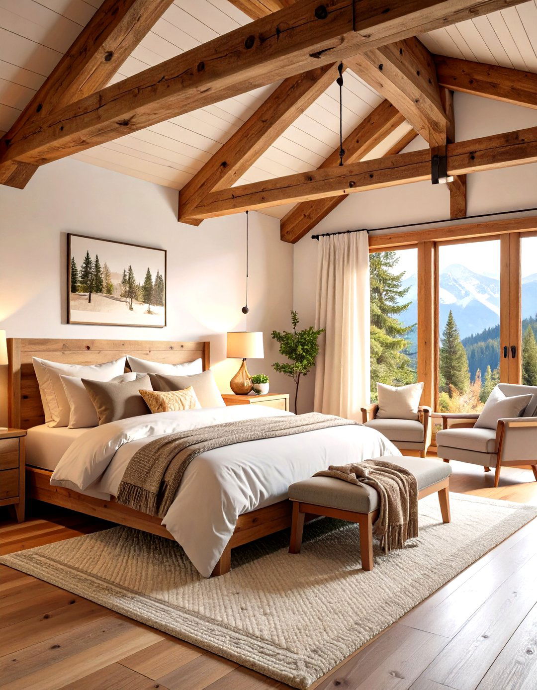 Exposed Beam Ceiling Cabin Style - 24 Rustic Bedroom Ideas