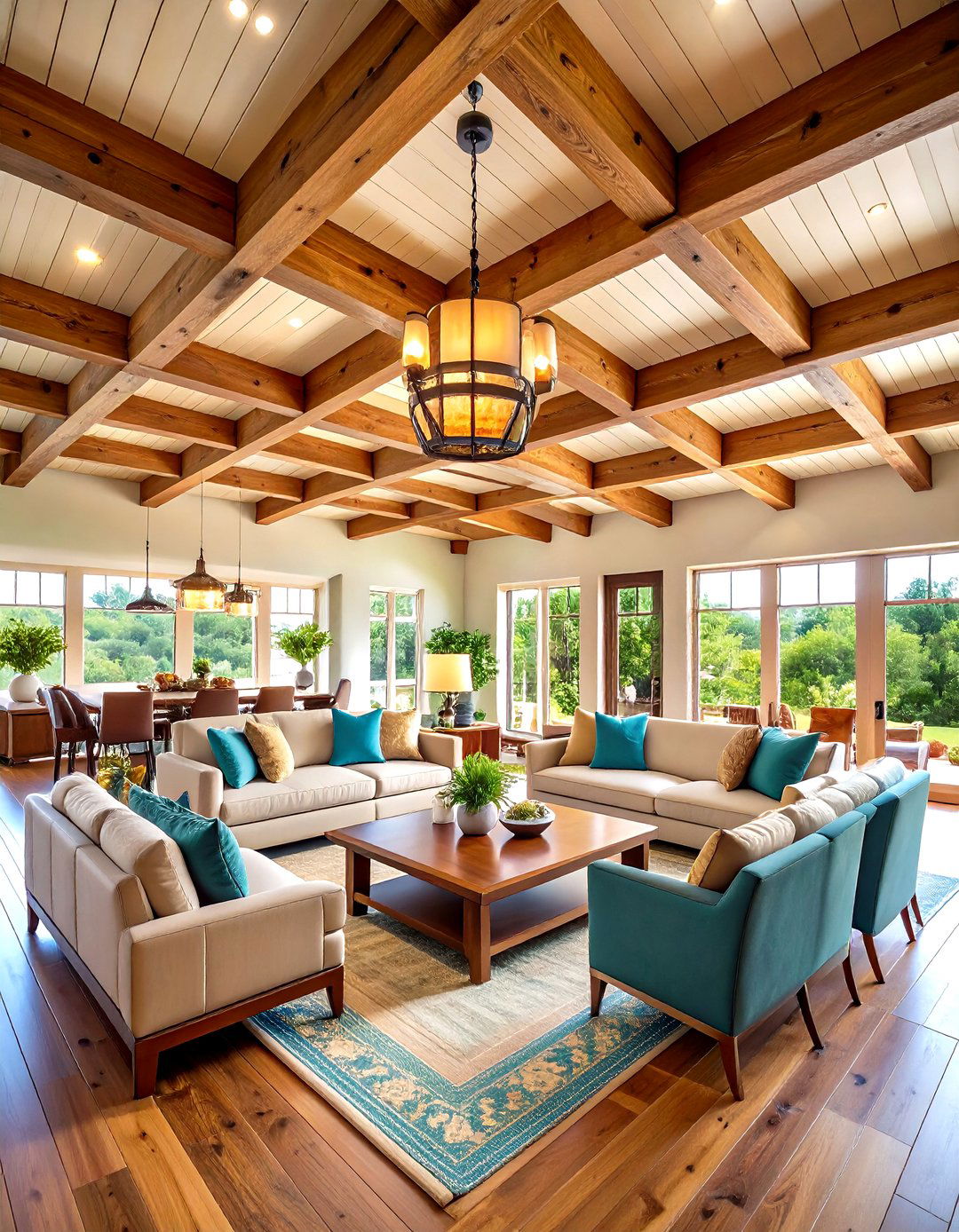 Exposed Beam Reverse Tray Great Room - 24 Reverse Tray Ceiling Ideas