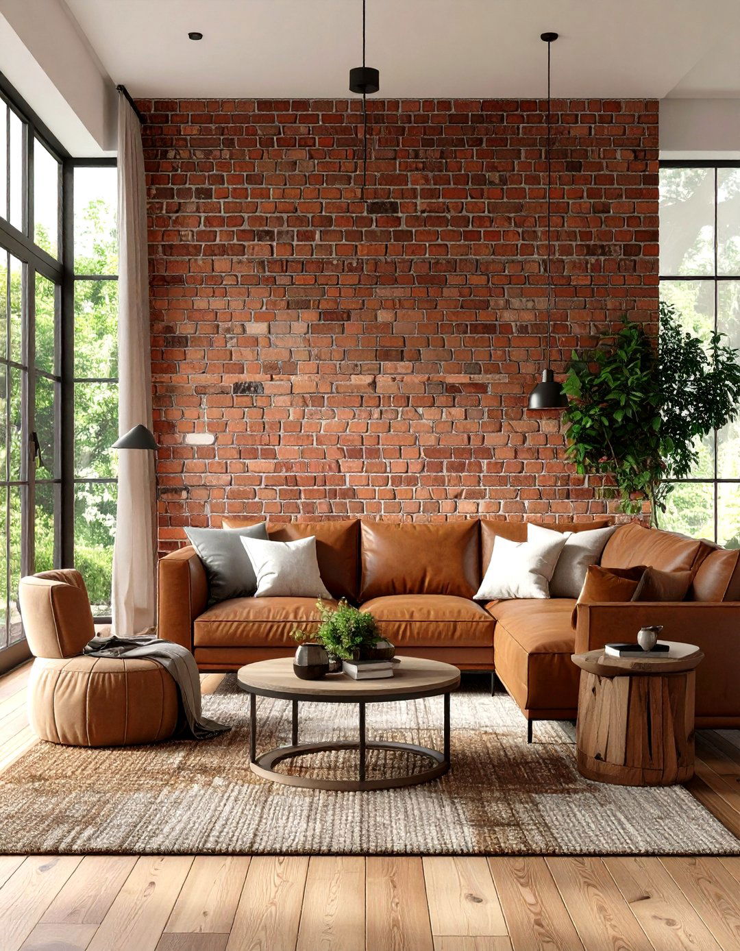 Exposed Brick Accent Feature - 24 Small Rustic Living Room Ideas