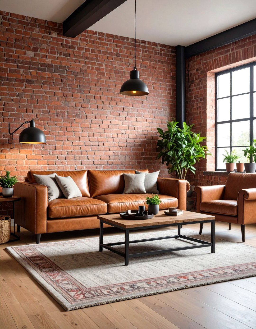 Exposed Brick Wall Focal Points - 24 Industrial Living Room Ideas