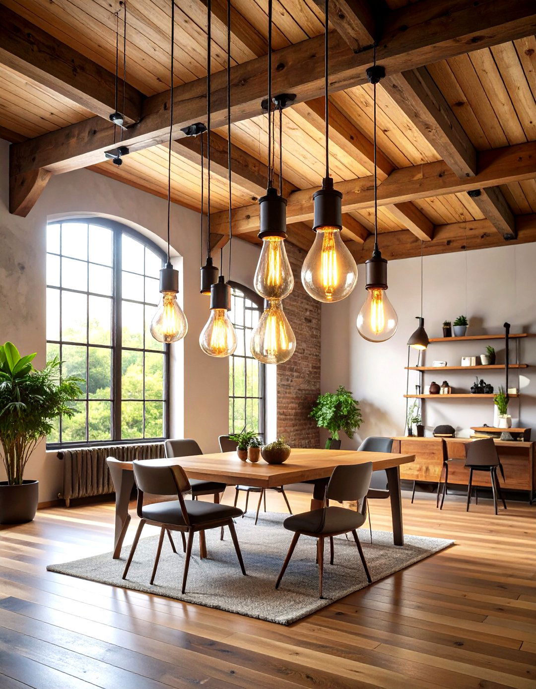 Exposed Bulb Industrial Design - 24 Vaulted Ceiling Lighting Ideas