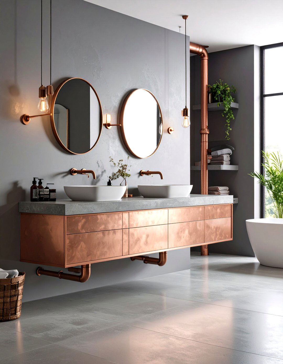 Exposed Pipe Bathroom Vanities - 24 Industrial Decor Ideas