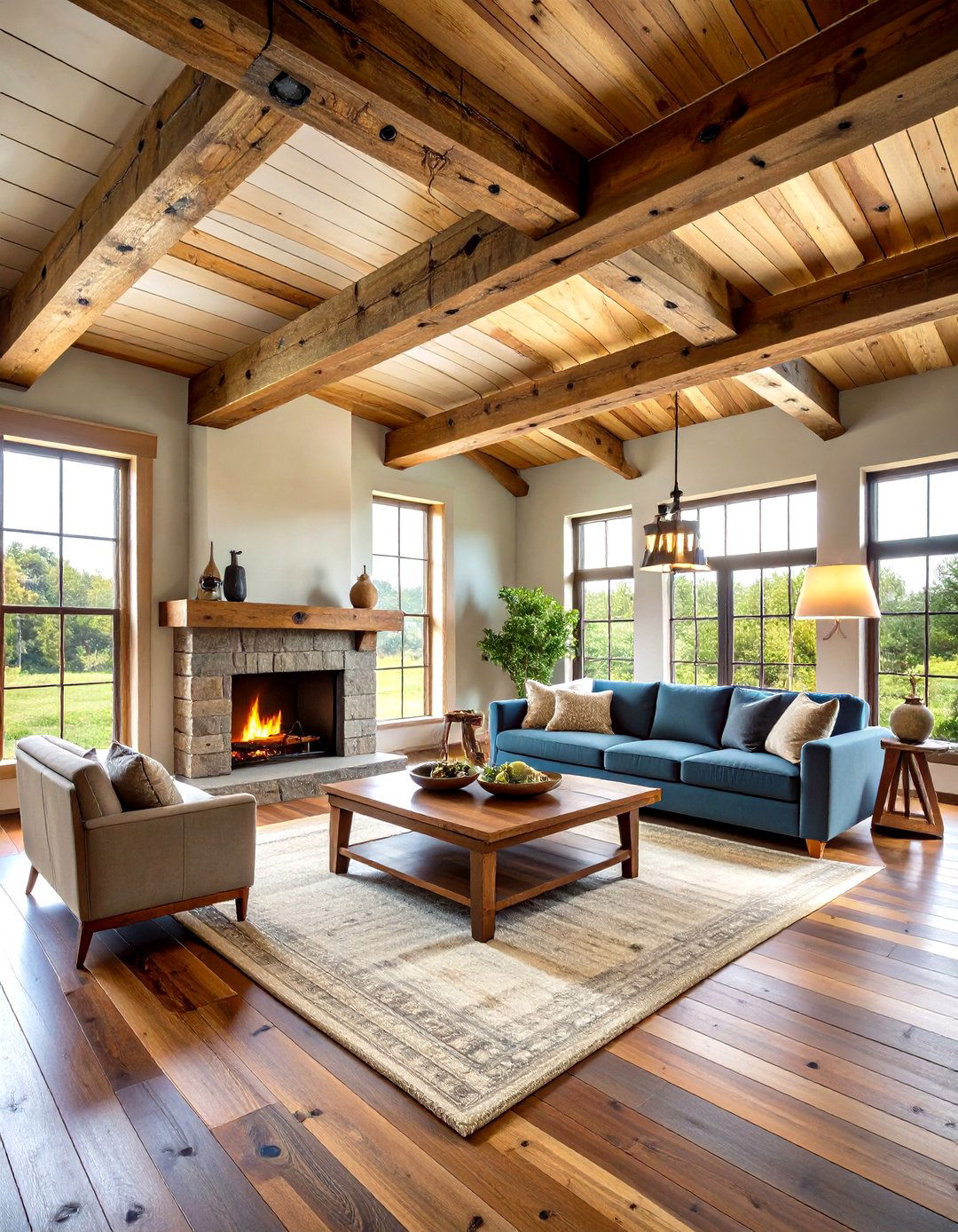 Exposed Wood Beam Ceiling Integration - 24 Farmhouse Fireplace Ideas