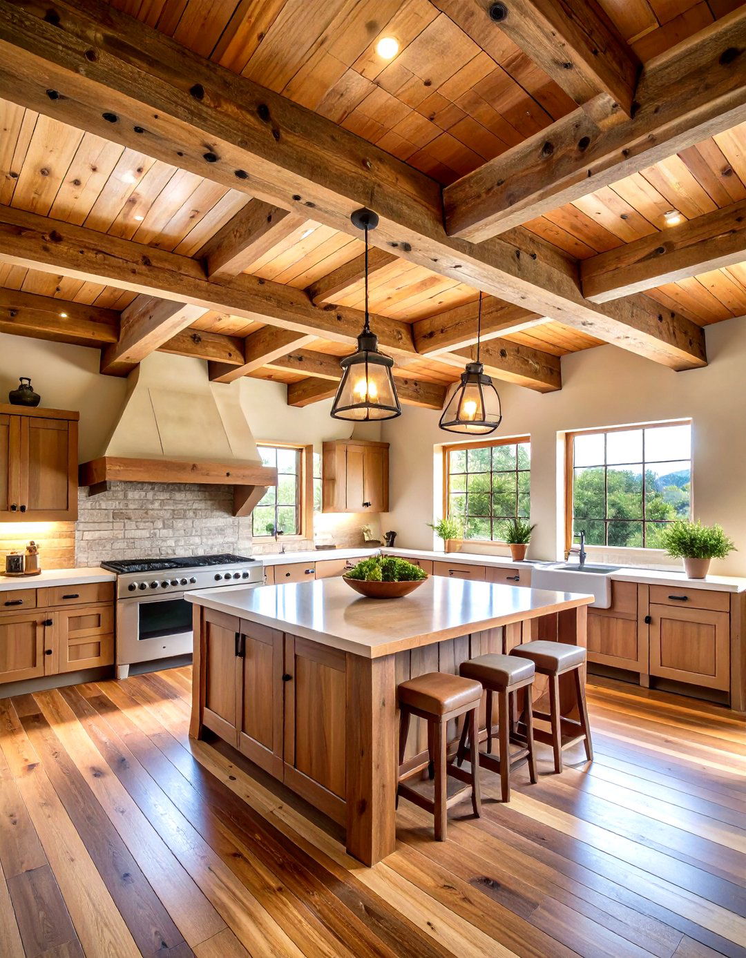 Exposed Wood Beam Ceilings - 24 Southwestern Kitchen Ideas