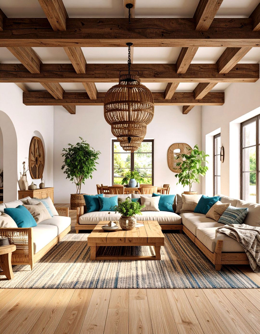 Exposed Wooden Beam Ceiling Treatment - 24 Mediterranean Living Room Ideas