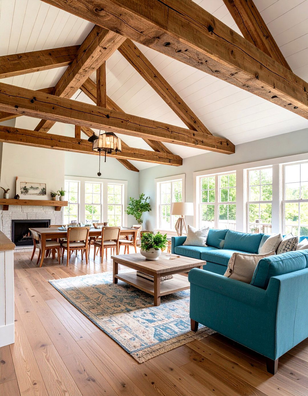 Exposed Wooden Beam Ceilings - 24 Farmhouse Living Room Ideas