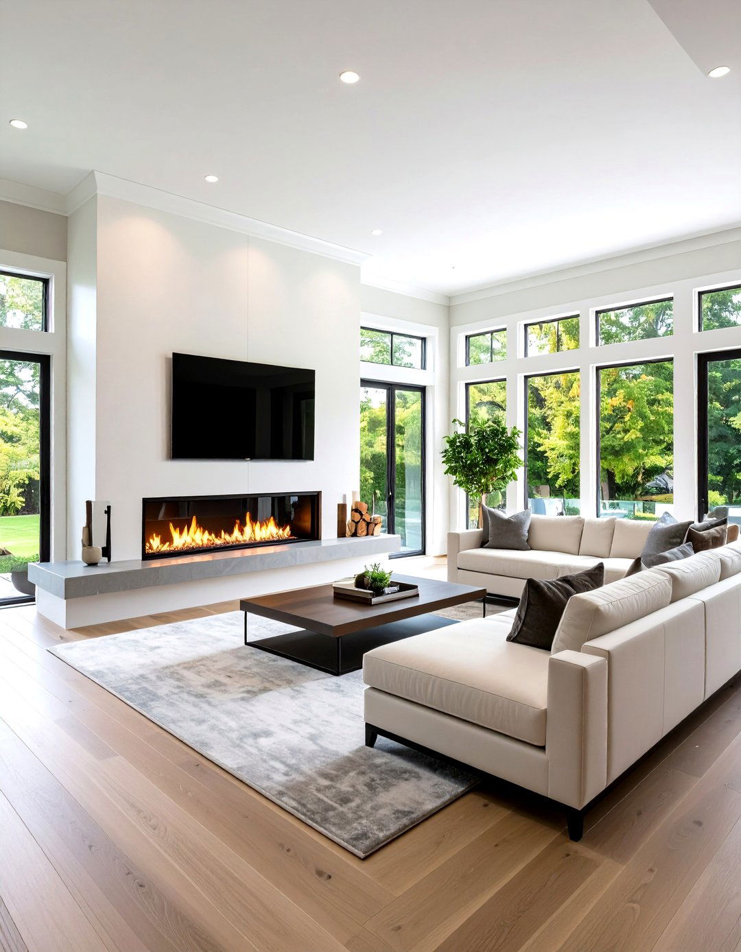 Extended Length Linear Fireplace Installations - 24 linear fireplace ideas