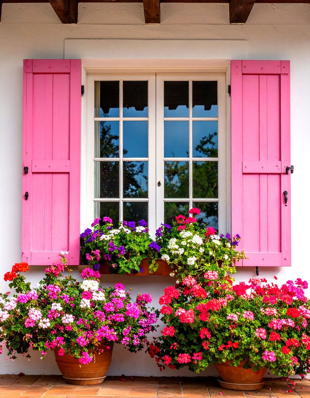 Exterior Wooden Shutters with Rustic Finish - 24 spanish style windows