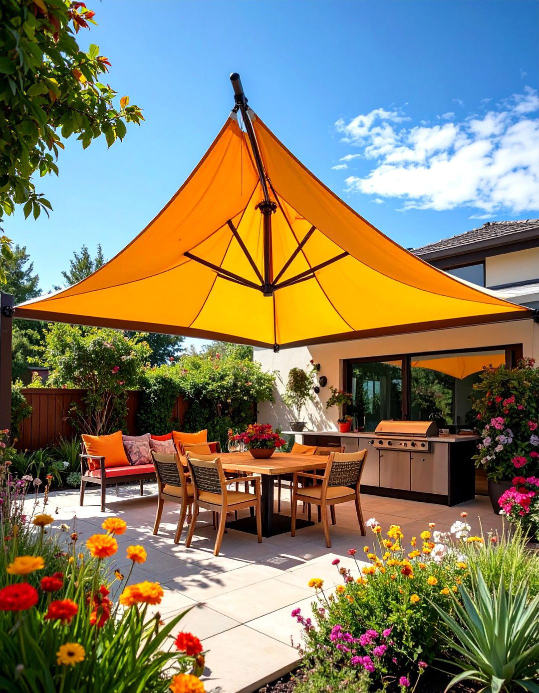 Fabric Sail Shade Structure - 24 Outdoor Kitchen Roof Ideas