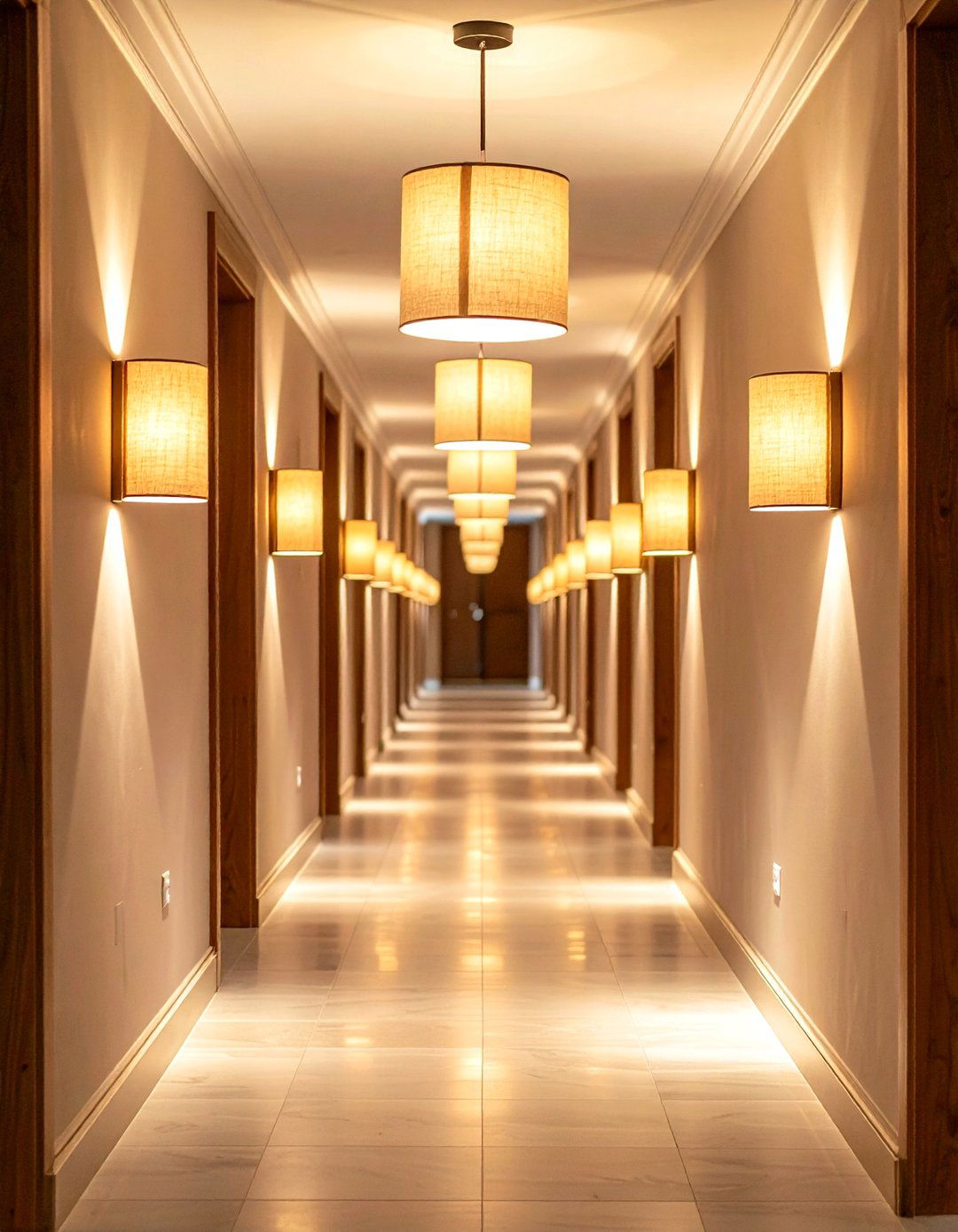 Fabric Shade Warm Ambiance Fixtures - 24 Hallway Lighting Ideas