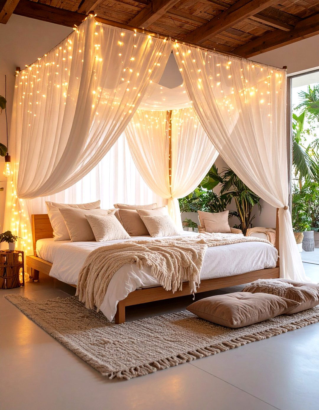 Fairy Light Canopy Wonderland - 24 Hippie Bedroom Ideas