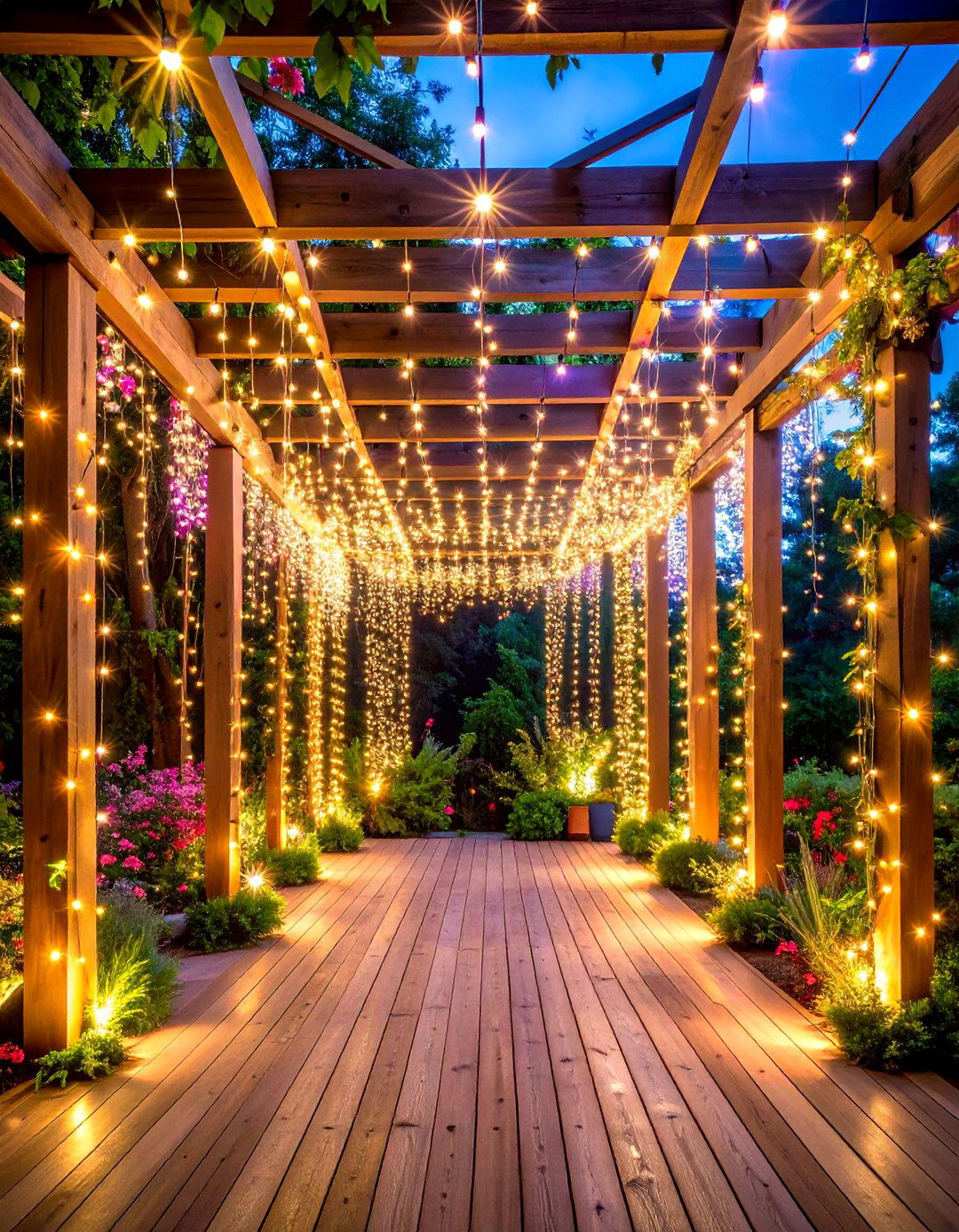 Fairy Light Curtain Effects - 24 Pergola Lighting Ideas