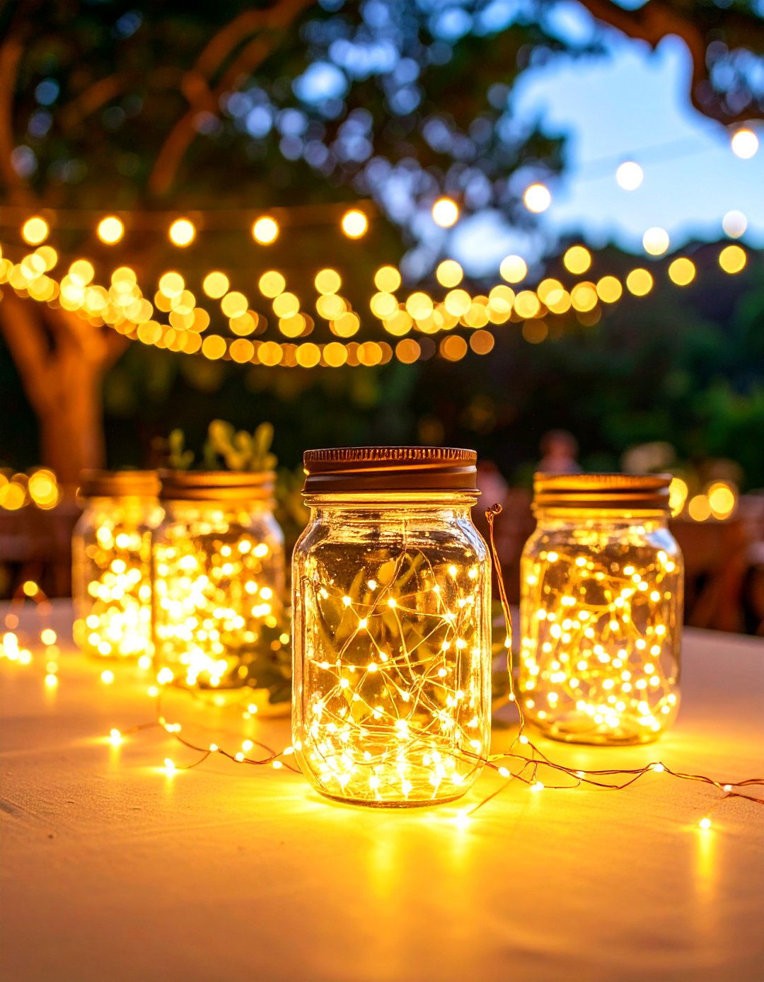 Fairy Light Mason Jar Centerpieces - 24 Mason Jar Wedding Centerpieces