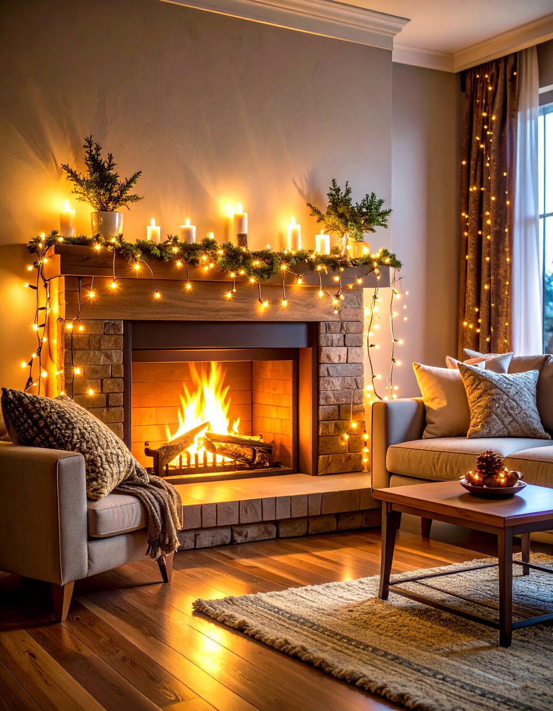 Fairy Light String Illumination - 24 Fireplace Mantel Lighting Ideas
