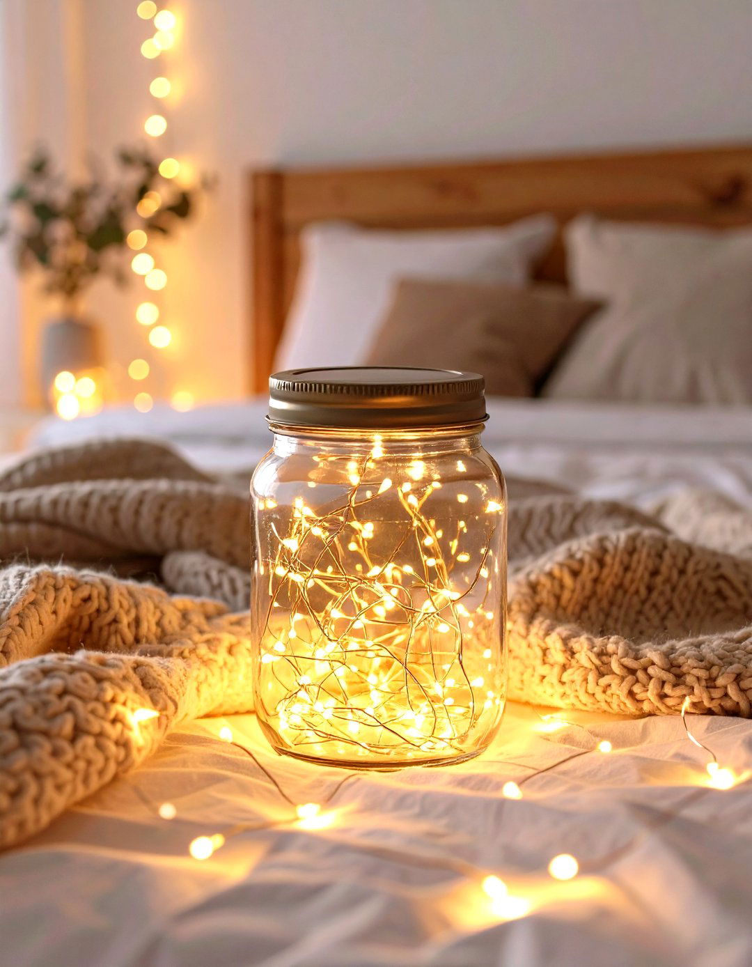 Fairy Lights in Glass Jar Clusters