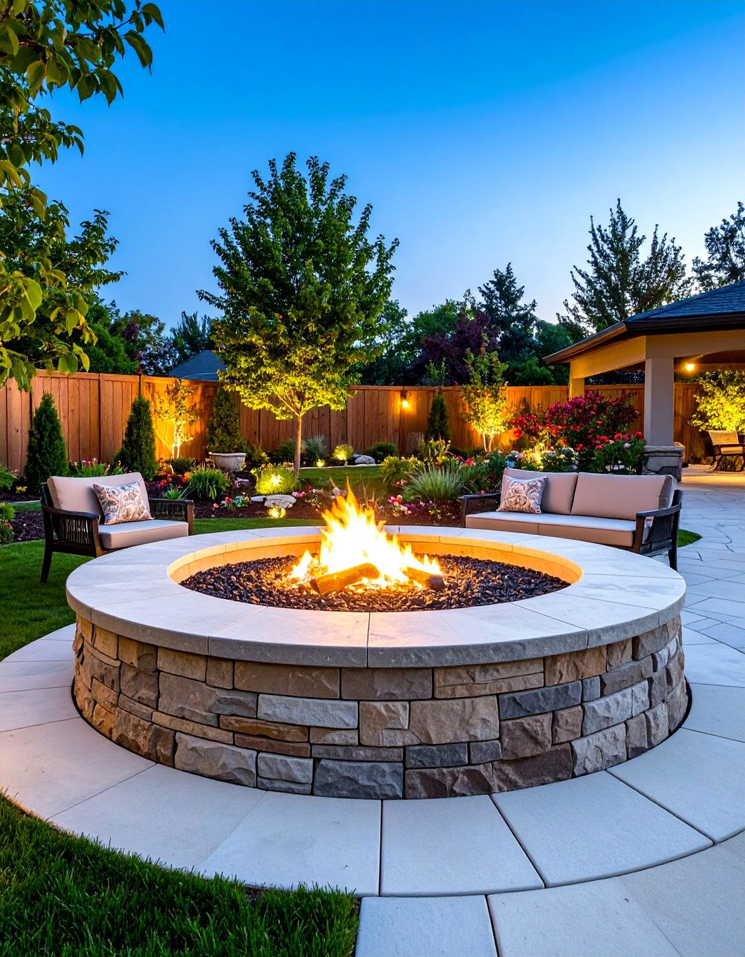 Family Friendly Fire Pit with Safety Features - 24 Concrete Paver Patio Fire Pit Ideas