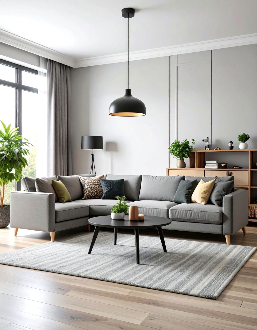 Family Friendly Living Room Layout - 24 Living Room With Grey Walls and Black Trim