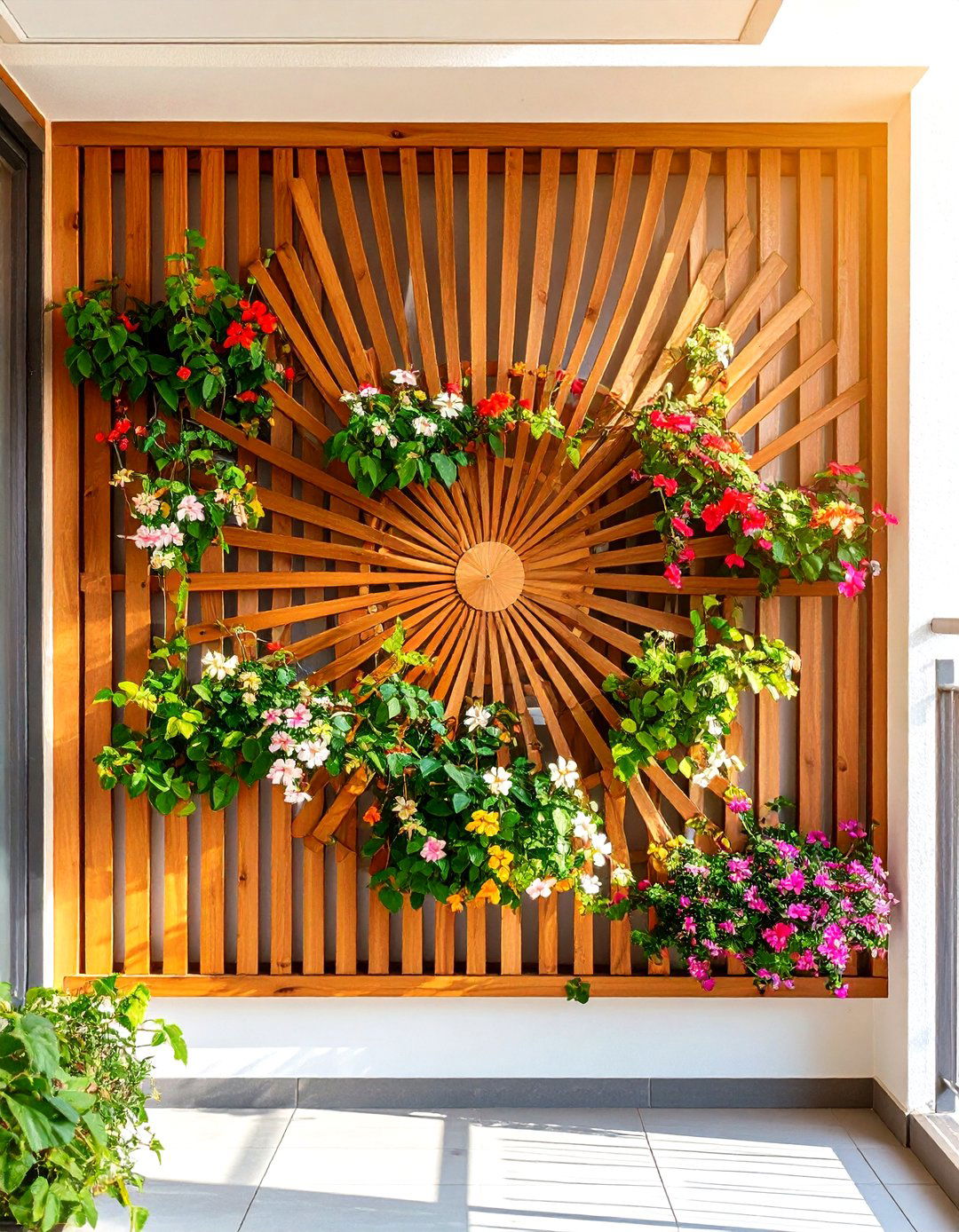 Fan Shaped Wall Trellis Design - 24 Balcony Trellis Ideas