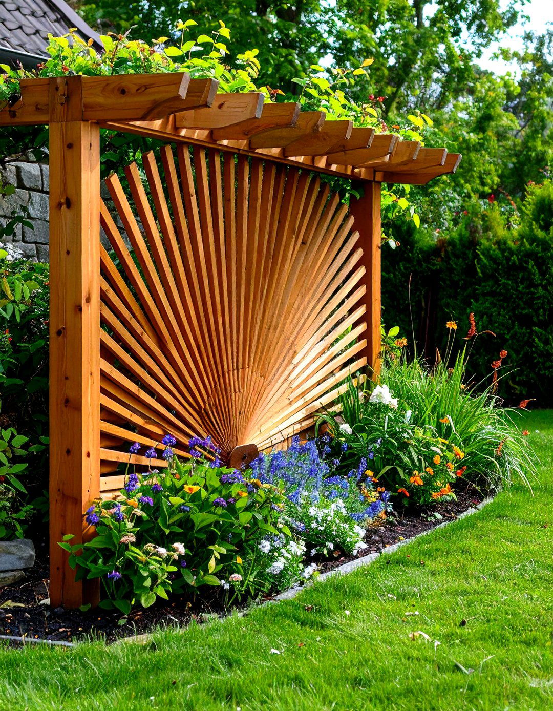 Fan Style Wooden Trellis - 24 Cucumber Trellis Ideas