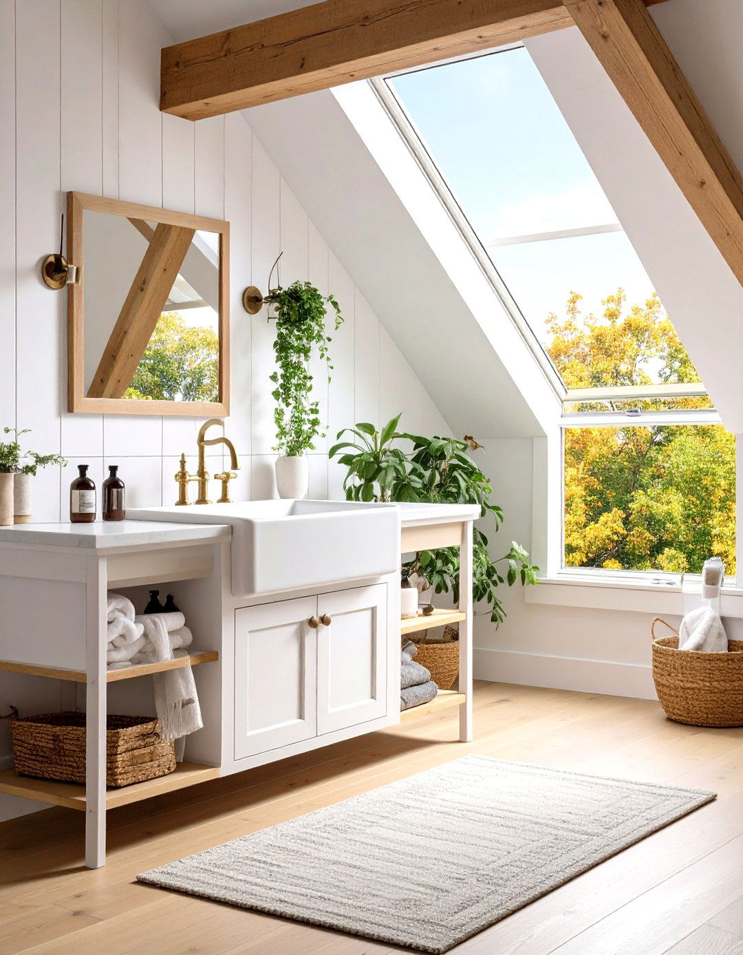 Farmhouse Apron Sink Integration - 24 Attic Bathroom Ideas