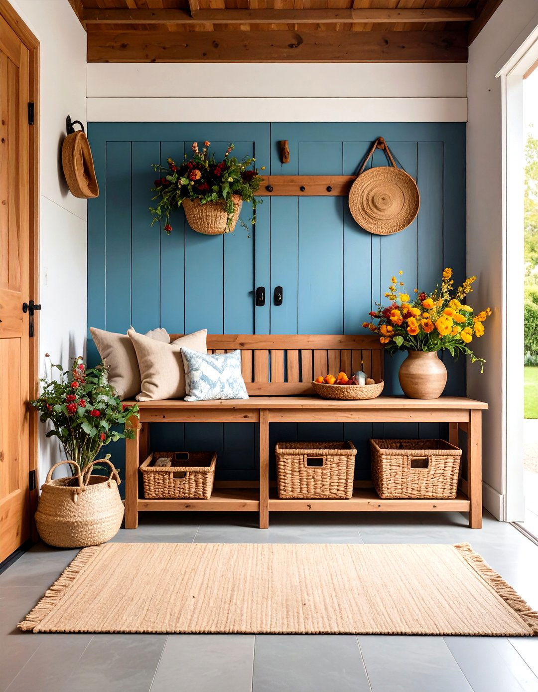 Farmhouse Bench with Storage - 24 Garage Entryway Ideas