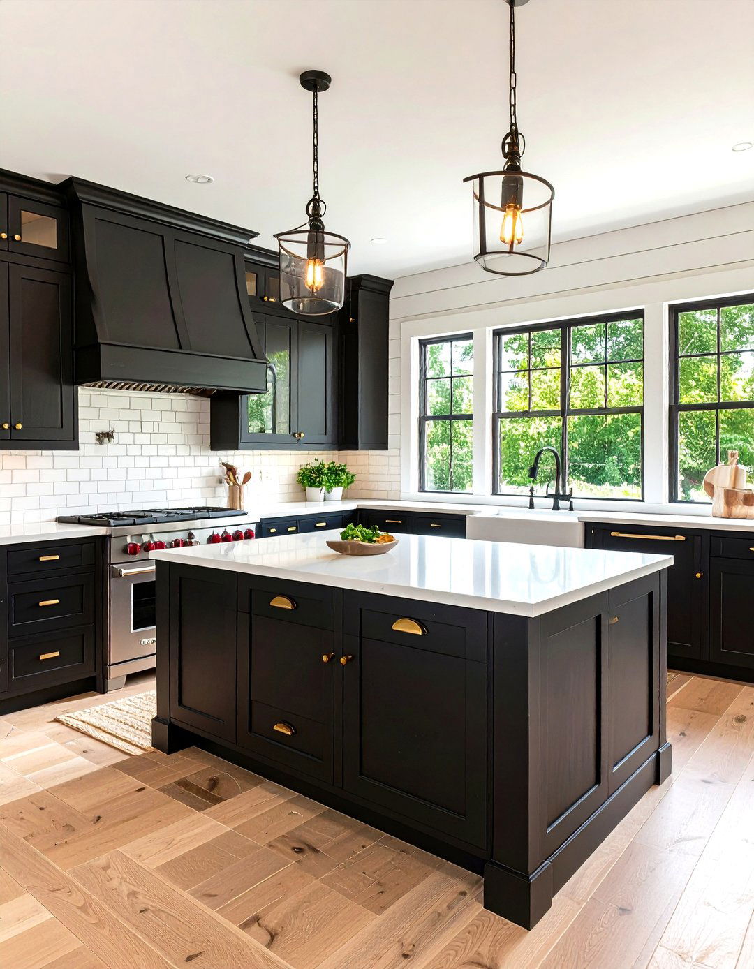 Farmhouse Black Kitchen Cabinets with Shiplap Walls - 24 Kitchens With Black Cabinets
