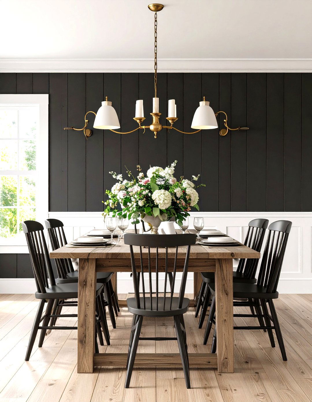 Farmhouse Black Shiplap Accent Wall - 24 Black Accent Wall Dining Room Ideas