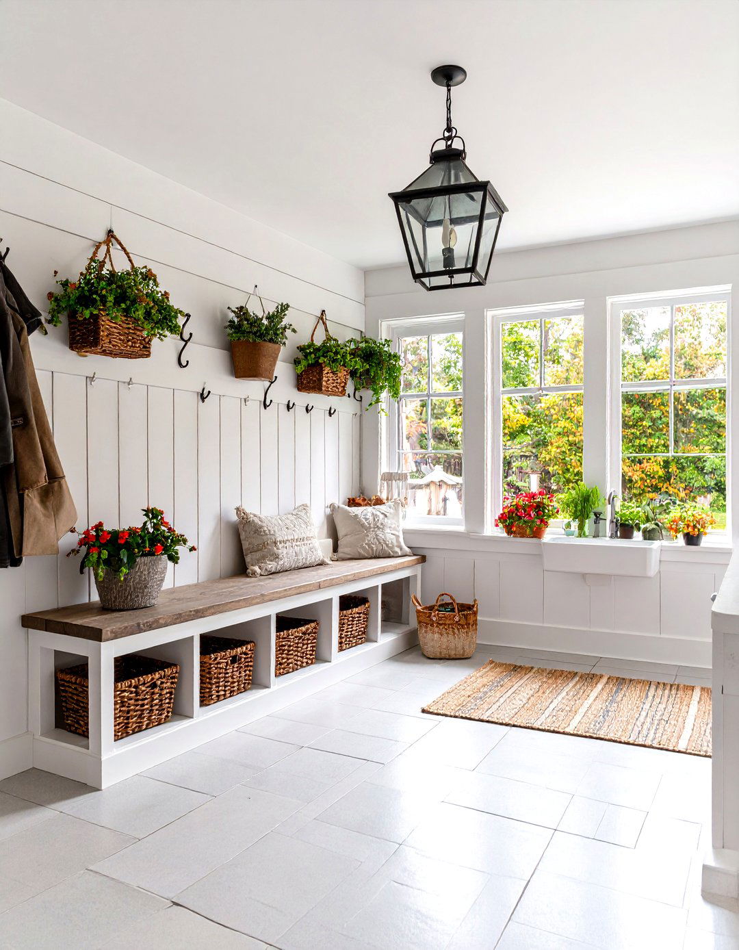 Farmhouse Boot Room with Shiplap Walls - 24 Boot Room Ideas
